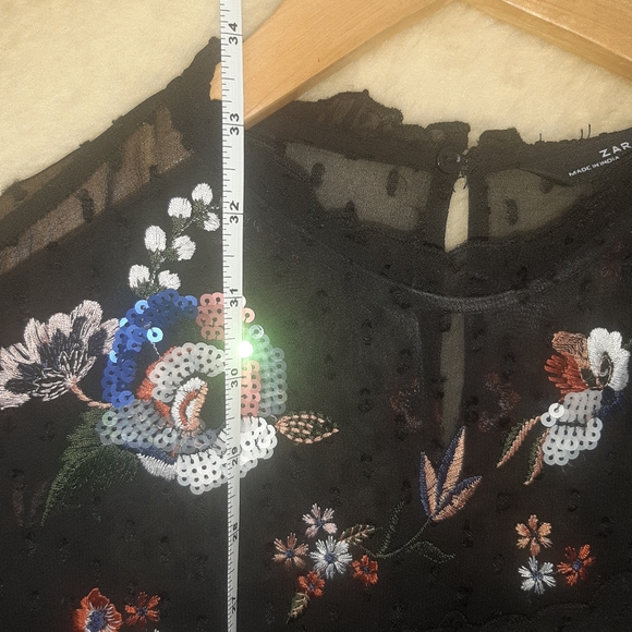 Zara Women Embroidered Dotted mesh Dress - Picture 10 of 13